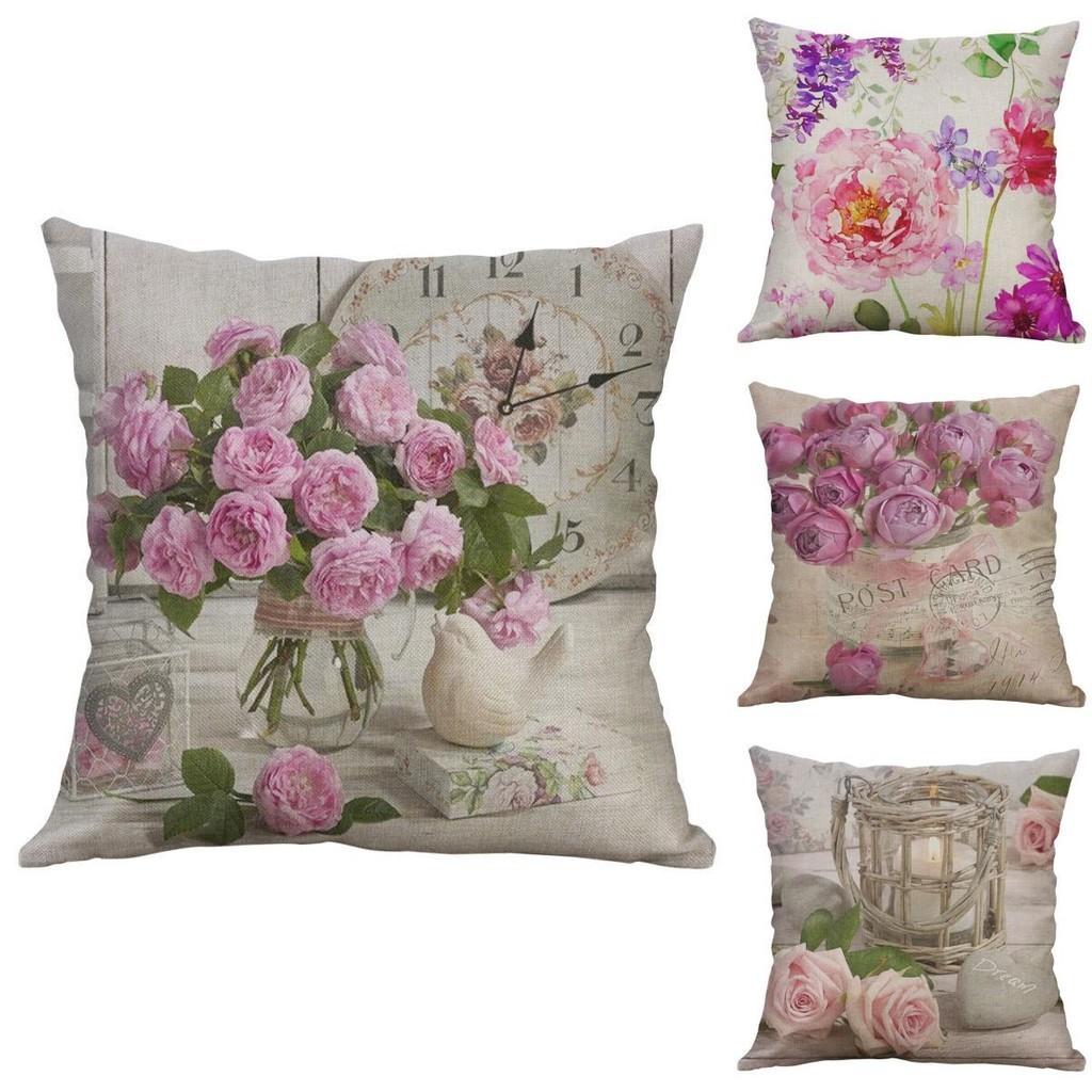 Vintage Flower Cotton Linen Cushion Cover Soft Decorative Pillow Case For Home Comfort