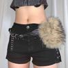 PU Leather Furry Waistband Rivet Y2K Waistband Simple Furry Fur Belt  Daily