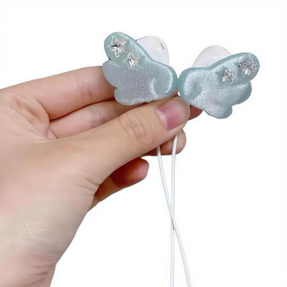 Creative 3D Wing Decoration For Wired Headphones, Cute Girly Ins Style, Dreamy & High-value Headphone Accessories