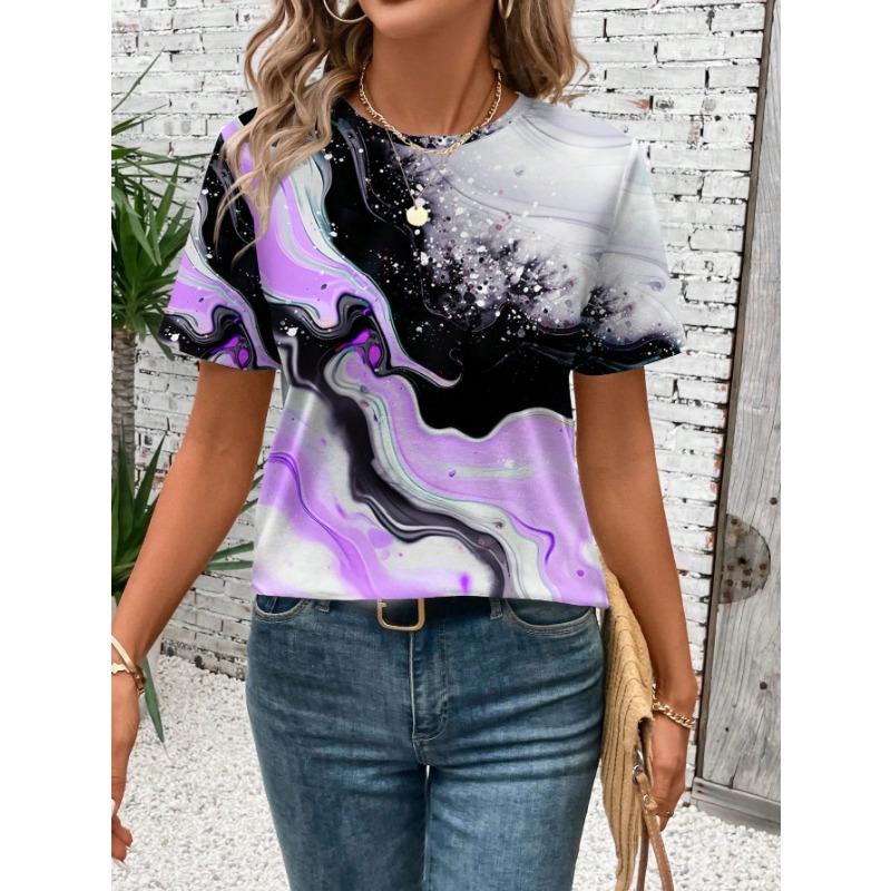 Heart Love Graphics T-Shirts Floral 3D Print Women's Casual Short Sleeves O-Neck T Shirt Y2k Harajuku Tees Tops