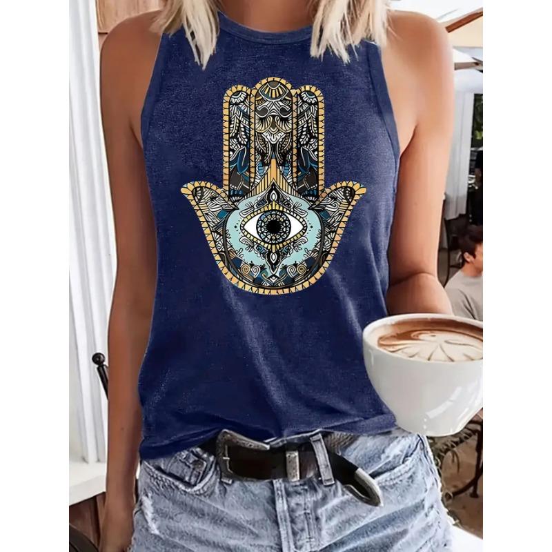 

Универсальный и удобный женский жилет с принтами глаз и ладоней, мягкий жилет XXL темно-синий