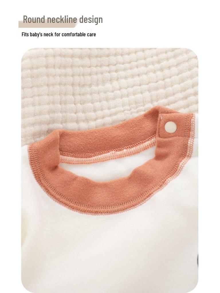Spring & Autumn Kids' Cotton Pajamas Set - Cozy Home Wear with Belly Protection and Crotch Opening