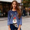 3/4-Ärmel-Shirts für Damen Druck Weihnachts-T-Shirts Blusen Lässig Übergröße Basic-Oberteile Pullover