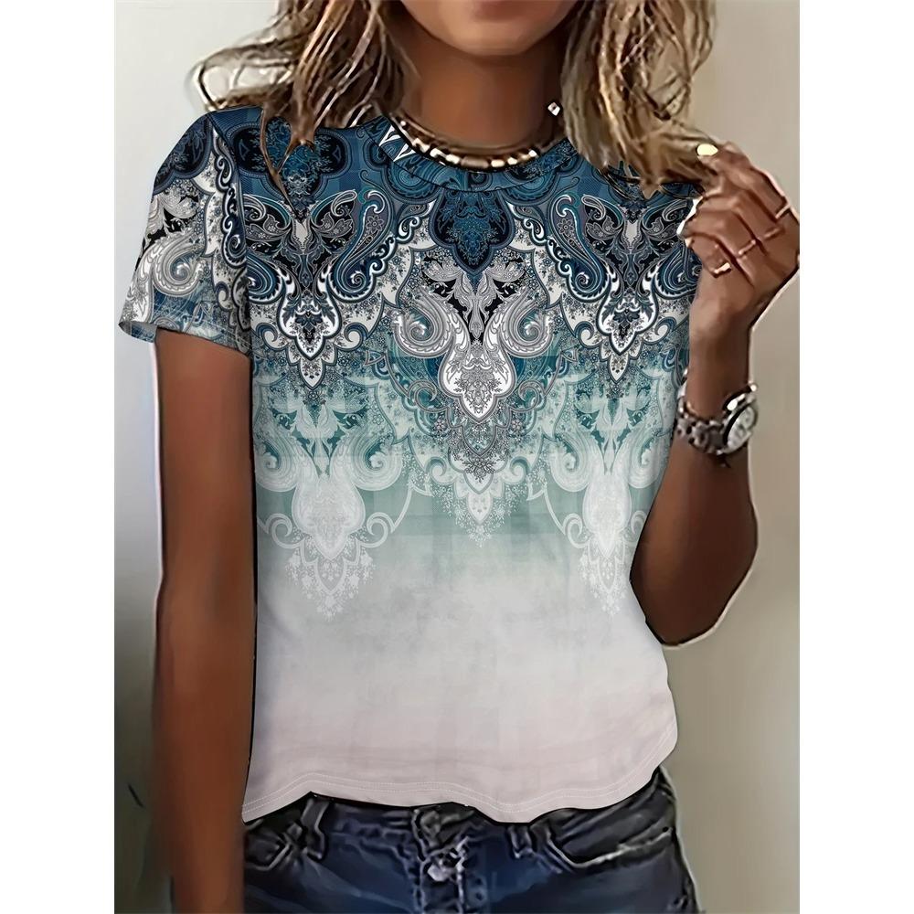 Women's Summer Short Sleeve T Shirt Casual Fashion Clothing Witch Patterns Women's Tops Vacation Travel Clothing Y2K