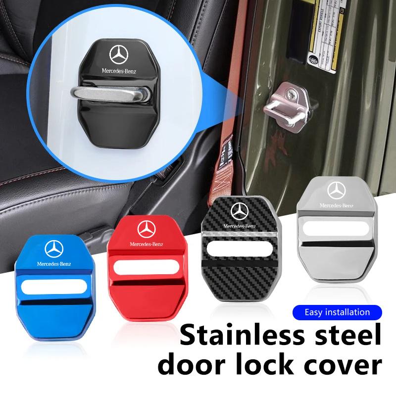 For Benz 4PCS Fashion Stainless Steel Car Covers Door Lock Protecting Cover Exclusive AMG W124 W203 W204 SPRINTER V CLASS VIANO