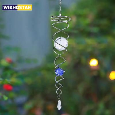 Acchiappasole Girandola a Vento Decorativa Spirale Spirale Girandola a Vento Sfera di Vetro Coda a Spirale Stabilizzatore Girandola a Vento Cristalli Appesi