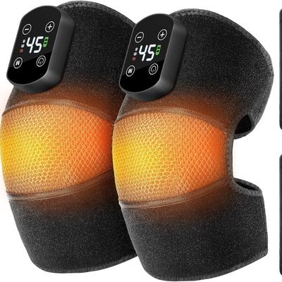 Electric Cordless Knee Massager Heated Knee Warmer for Pain Relief with 5 Heat Levels and 3 Massage Modes Gifts for Men Women
