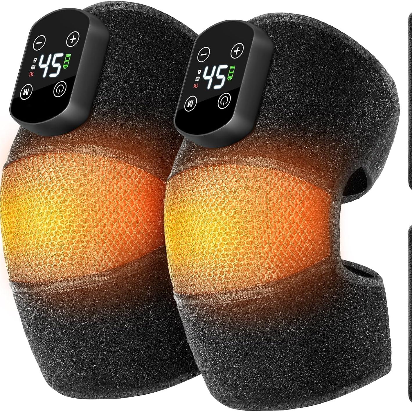 

Electric Cordless Knee Massager Heated Knee Warmer for Pain Relief with 5 Heat Levels and 3 Massage Modes Gifts for Men Women чорний