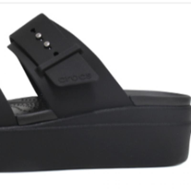 Crocs Women Brooklyn Buckle Low Wedge Heel Slipper Sandals Black 207431 001