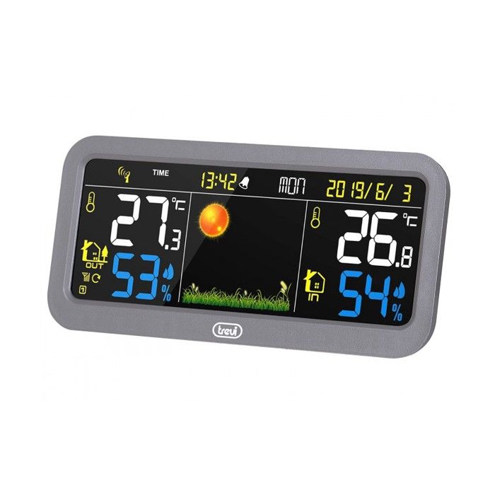 Station météo écran couleur 16 cm - trevi - me 3p20 rc - capteur externe - radio-contrôlée