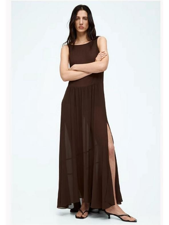 2025 European & American Style Sleeveless Backless Chiffon Long Dress - French-Inspired Spring Fashion
