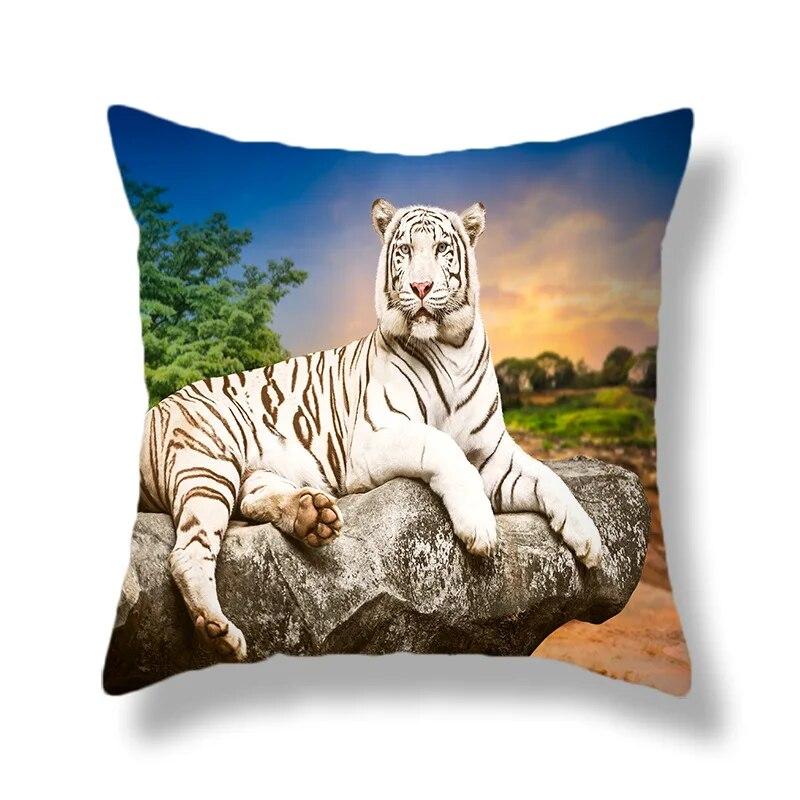 Heimdekoration Tierwelt Tiger Kissenbezug Bett Wohnzimmer Sofa Bürositz Auto Lendenkissen Bezug