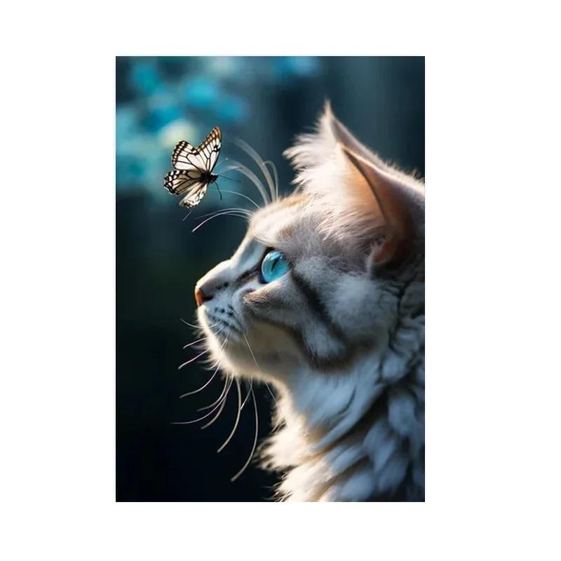 Charming Minimalist Wall Art Cute Kitty  Butterfly HD Canvas Poster for Living Room Bedroom Decor  Ideal Gift for Home Decor Ent