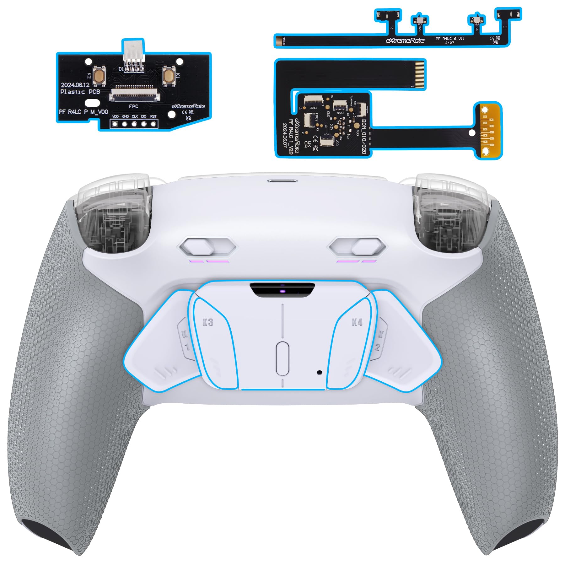 

eXtremeRate RISE4 Plus MAX Back Paddle Kit Compatible with PS5 Controller with Clicky Trigger Stop Rubber Remappable Back Button Kit for Compatible