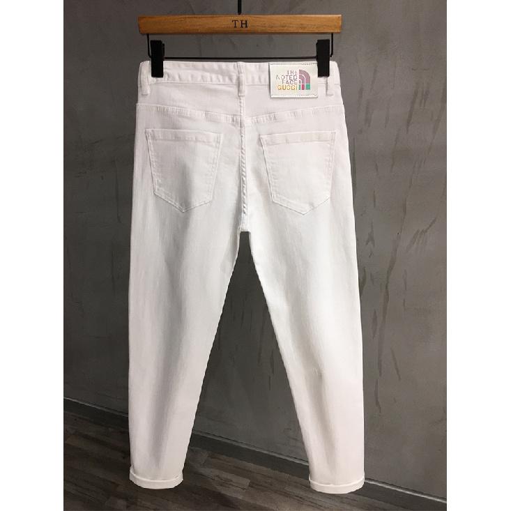 

25 American High-End Jeans Men s Simple Fashion Trend Ins Loose Straight Oversize Stretch Slim Fit Skinny Long Pants 36 білий