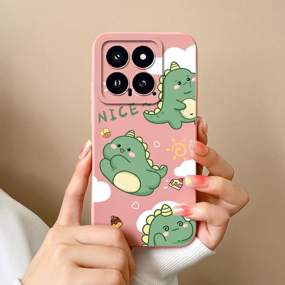 Case For Xiaomi 14 Pro Cartoon Soft Smooth Liquid Silicone Full Protection Shockproof Bumper For Xiaomi14 14Pro Back Cover Capa