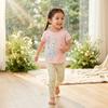 Girls' Two-Piece Summer Outfit New Cute Little Girl Round Neck T-Shirt Set For Young Children