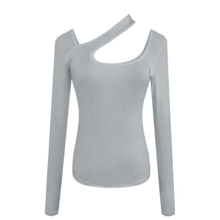 2024 Fall Sexy Slim Fit Halter Neck Long Sleeve T-Shirt for Women