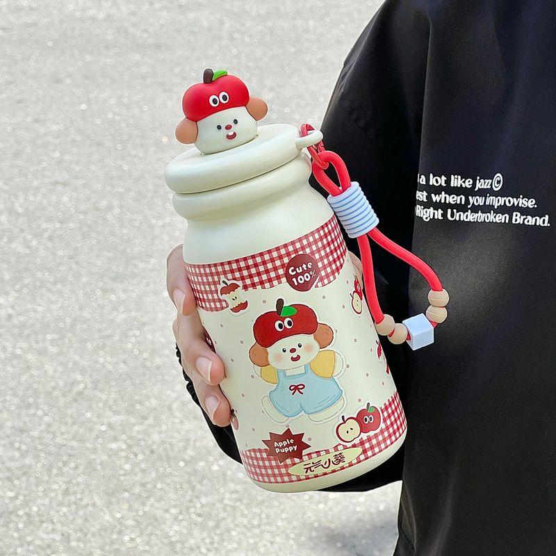 Cute Large Capacity Vacuum Cup Girl Good-looking Water Cup with Straw 316 Stainless Steel Cup Tea Separation