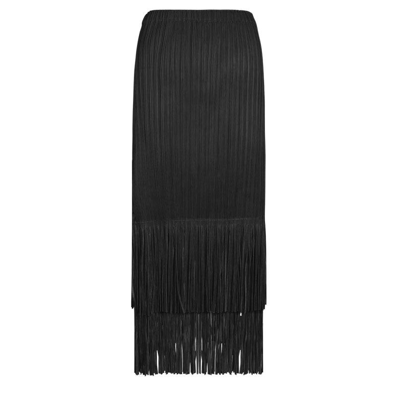 2025 Summer Pleated Tassel A-line Midi Skirt – High Waist Commute Design for Women