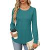 Women's Blouse Bubble Sleeve Drawstring Ruffle Round Neck Long Sleeve Top