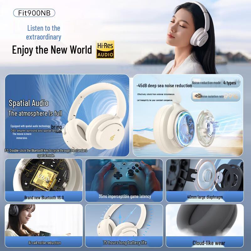 Edifier Fit900NB Bluetooth ANC Over-Ear Headphones