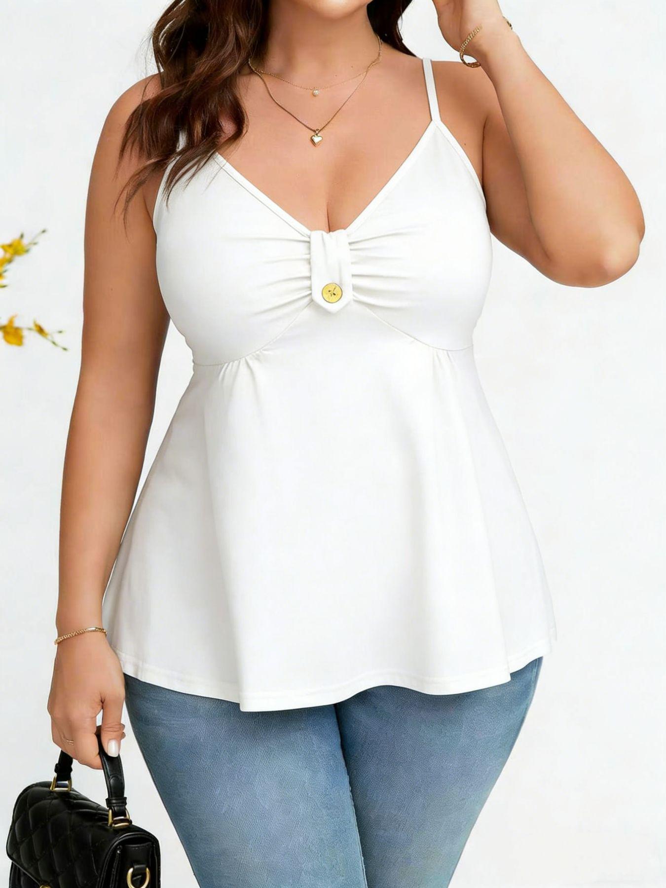 2026 Women s V-Neck Buckle Camisole - Fashionable, Sexy, Open Back, Comfortable 5XL
