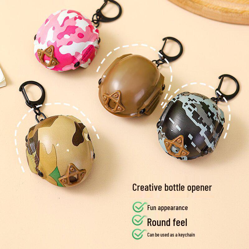 Personalized Mini Helmet Keychain & Beer Bottle Opener - Car Interior Ornament