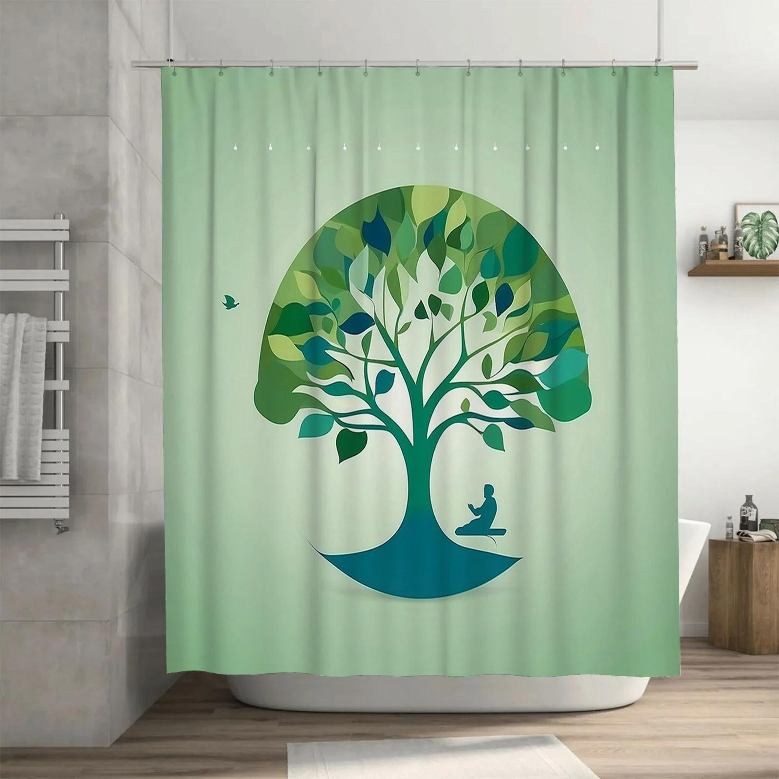 

Serenity Tree Artistic Waterproof Shower Curtain, Unique Design for Bathroom Decor, Adds Calm and Natural Touch to Your Home W90XH180cm