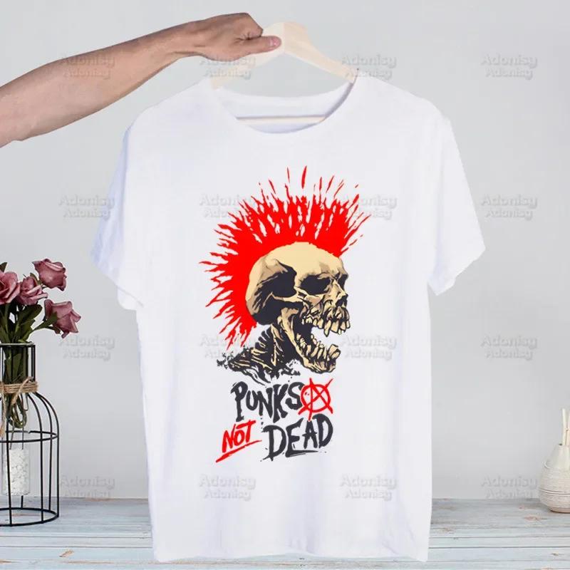 Punks Not Dead Rock T Shirts Print O-Neck Short Sleeve Regular Mens Heigh Quality Men Hip-Hop T Shirt