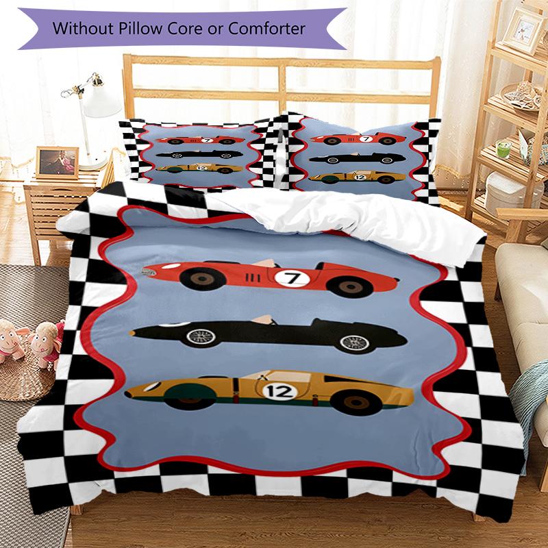 3pcs Car Bedding Set Duvet Cover Closure Includes 1 Duvet Cover & 2 Pillowcases, Soft and Comfortable for All Seasons.
