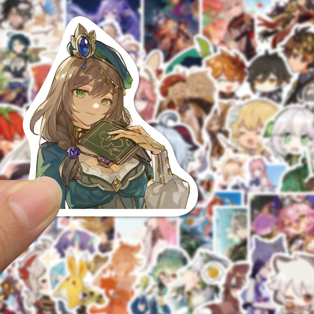 10/30/50pcs Cute Genshin Impact Anime Game Stickers Decals DIY Notebook Guitar Laptop Bike Kawaii Cartoon Sticker Kid Toys Gifts