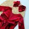 Baby Girls Photo Clothes Long Sleeve Jumpsuit Newborn Costume OnePiece Romper Bowknot Headband Infant Photo Outfit 2pcs