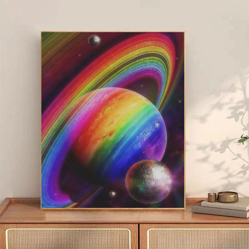 Frame 5d Diamond Painting Colorful Planet Full Round Embroidery Landscape Cross Stitch Mosaic Home Decoration 30x40cm