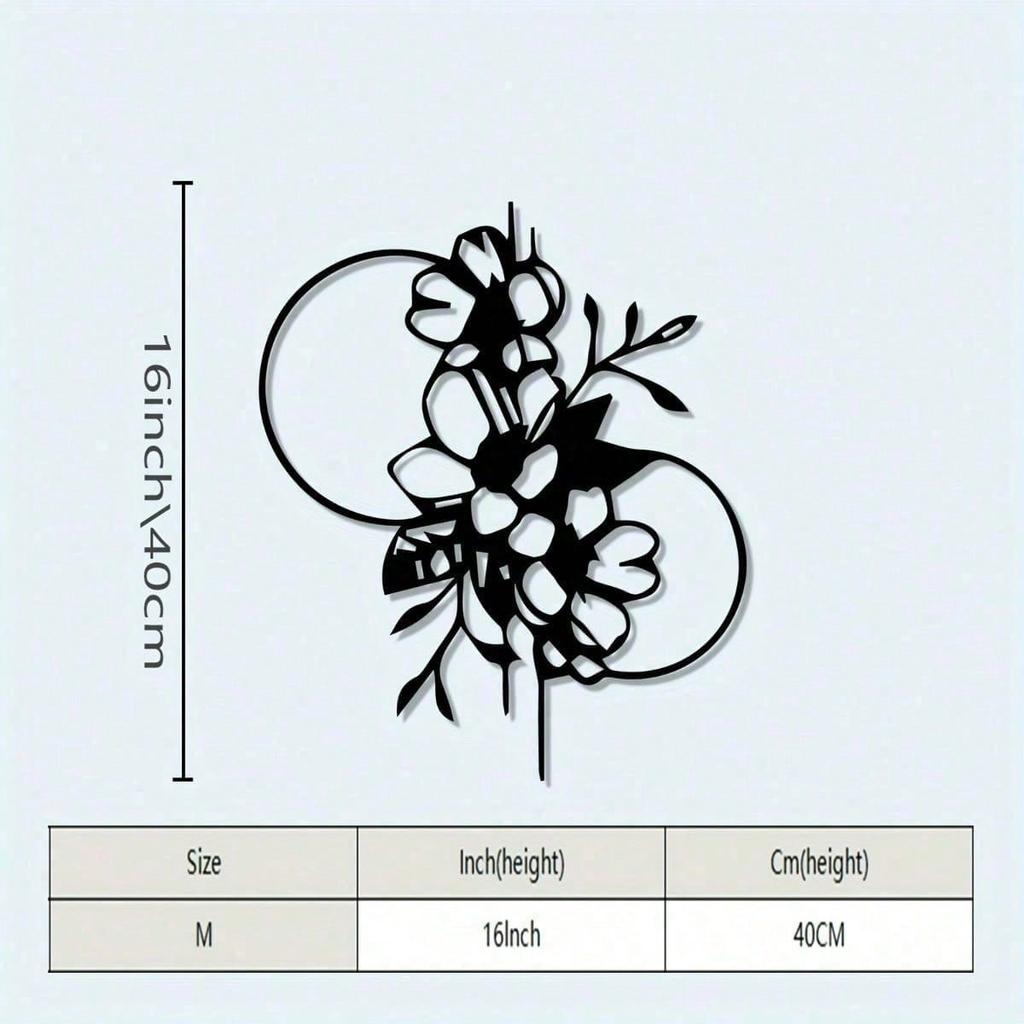 Vintage Floral Metal Wall Art Black White Modern Iron Sculpture Living Room Home Decor Gift