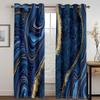 Ready-made Abstract Marble Blue Gold Design Cheap Modern Thin 2 Pieces Curtains for Living Room Bedroom Window Drape Home Decor