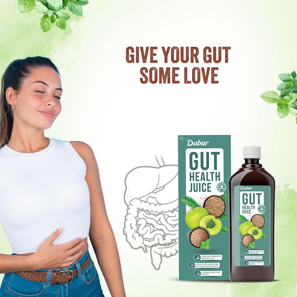 Dabur Gut Health Juice 1L Ayurvedic Digestive Care Drink Supports Gut Wellness Natural Herbal Digestion Support Drink