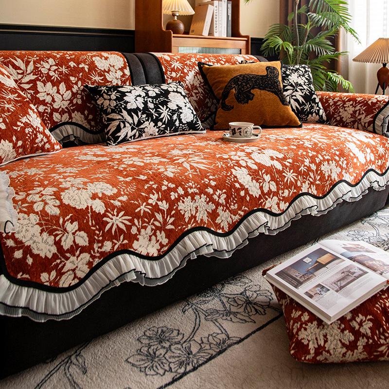 Special-shaped Sofa Cushion 2025 New Retro High-end Four-season Chenille Non-slip Fixed Sofa Cover