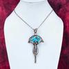 Tibetan Turquoise Pendant Handmade Gemstone Jewelry Copper Wire Wrapped Pendant