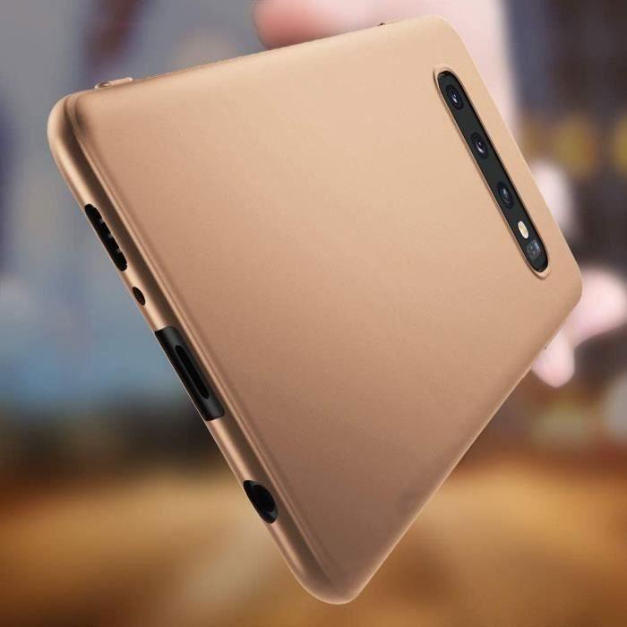 Coque de protection - BOOLING - pour Samsung Galaxy S10 - Silicone ultra-léger - Lot de 2 verres trempés - Doré