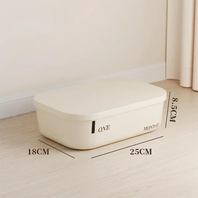 cream style Stackable Storage Box with Lid Dustproof Clothing Grocery Storage Box Snack Storage Container Toy Storage Bin Basket 3130₽