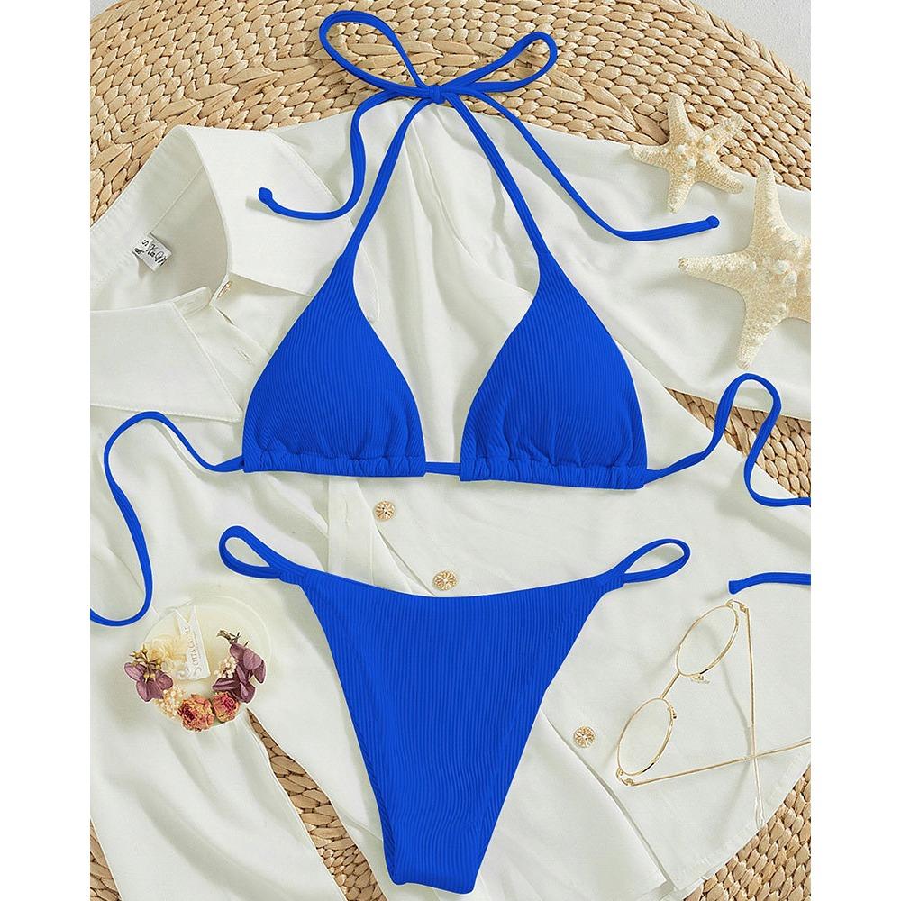 Lace-up Swimsuit Women's European and American Sexy Beach Bikini Hot Spring Swimsuit