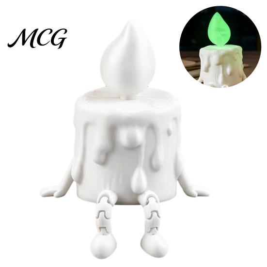 Tabletop Decorative Candle Figure 3D Printing Ornament, Wax Liquid Texture Dripping Sculpture with Pink And White Decor Movable Joints, Adjustable