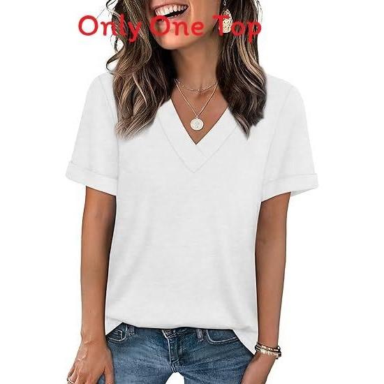 Casual Womens T Shirt With V Neck And Cotton Fabric For Summer And Spring Comfort