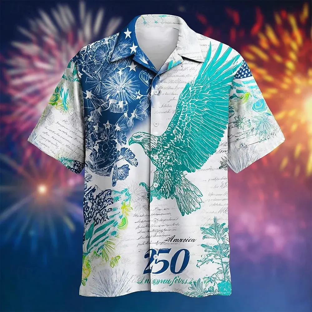 

Men s Summer Short Sleeved National Flag Pattern Digital Printed Shirt Men s Casual Collar Shirt Top 5XL