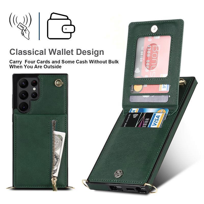 Módní taštička na karty se zipem je vhodná pro pouzdro na mobilní telefon Samsung S22ultra S21 + Vkládací karta S23 Odolný proti pádu Note20.