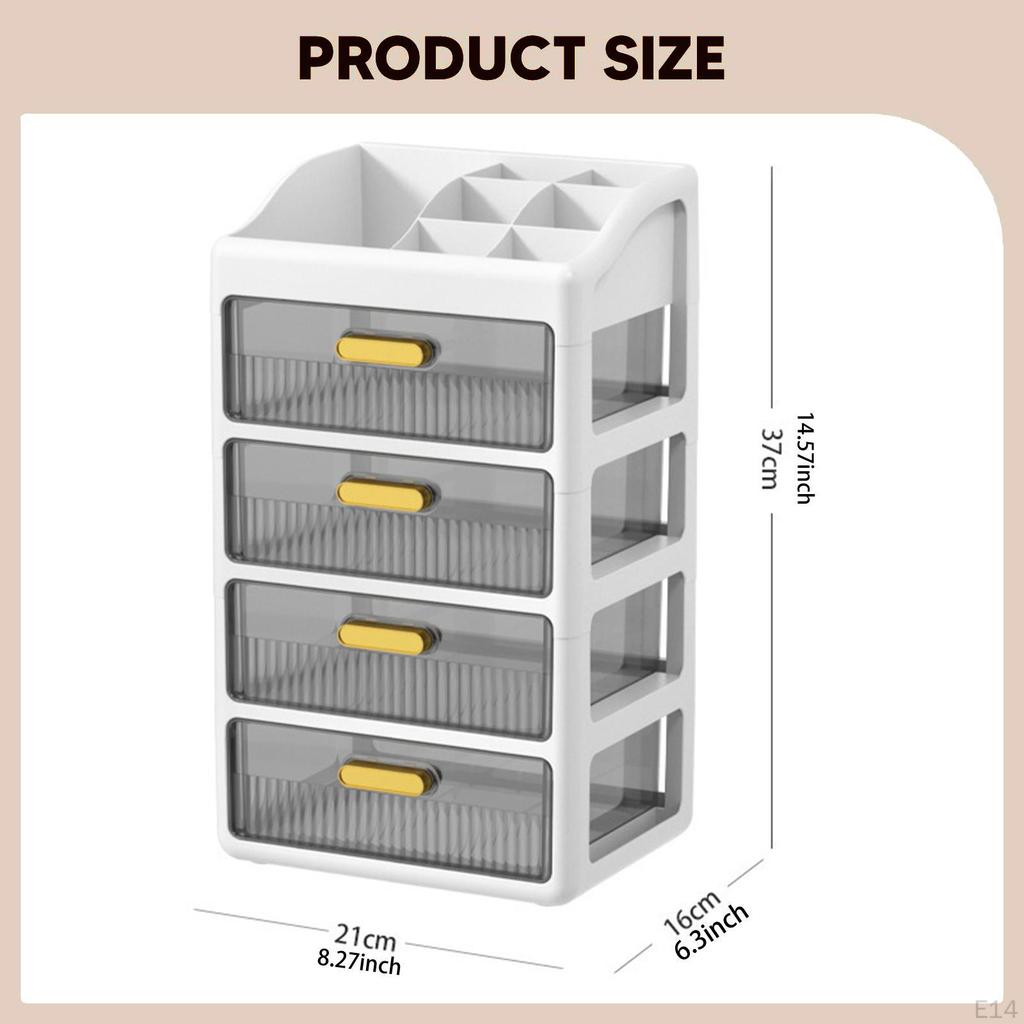 Desk Organizer Cosmetic Storage Box Modern with Compartments and Drawers Skincare for