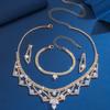 Fashion Claw Chain Rhinestone Necklace Bracelet Earrings Set Dinner Dress Collarbone Chain Necklace Women