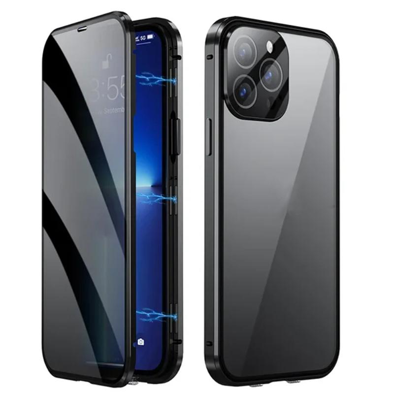 

Металлический Магнитный Чехол-Приватность Anti Peeping для iPhone 17 16e 15 14 13 12Pro Max Чехол Magsafe 360 Защита Ударопрочный Чехол для Телефона For iPhone 15ProMax