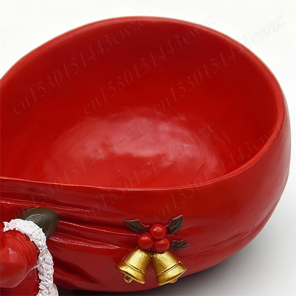 Christmas Holiday Candy Bowl Decorative Resin Tabletop Santa Figurines W/ Storage Holder for Xmas Winter Party Table Desk Decor
